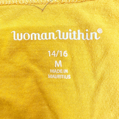Woman Within T-Shirt Womens 14/16 M Yellow Short Sleeve Crewneck Cotton