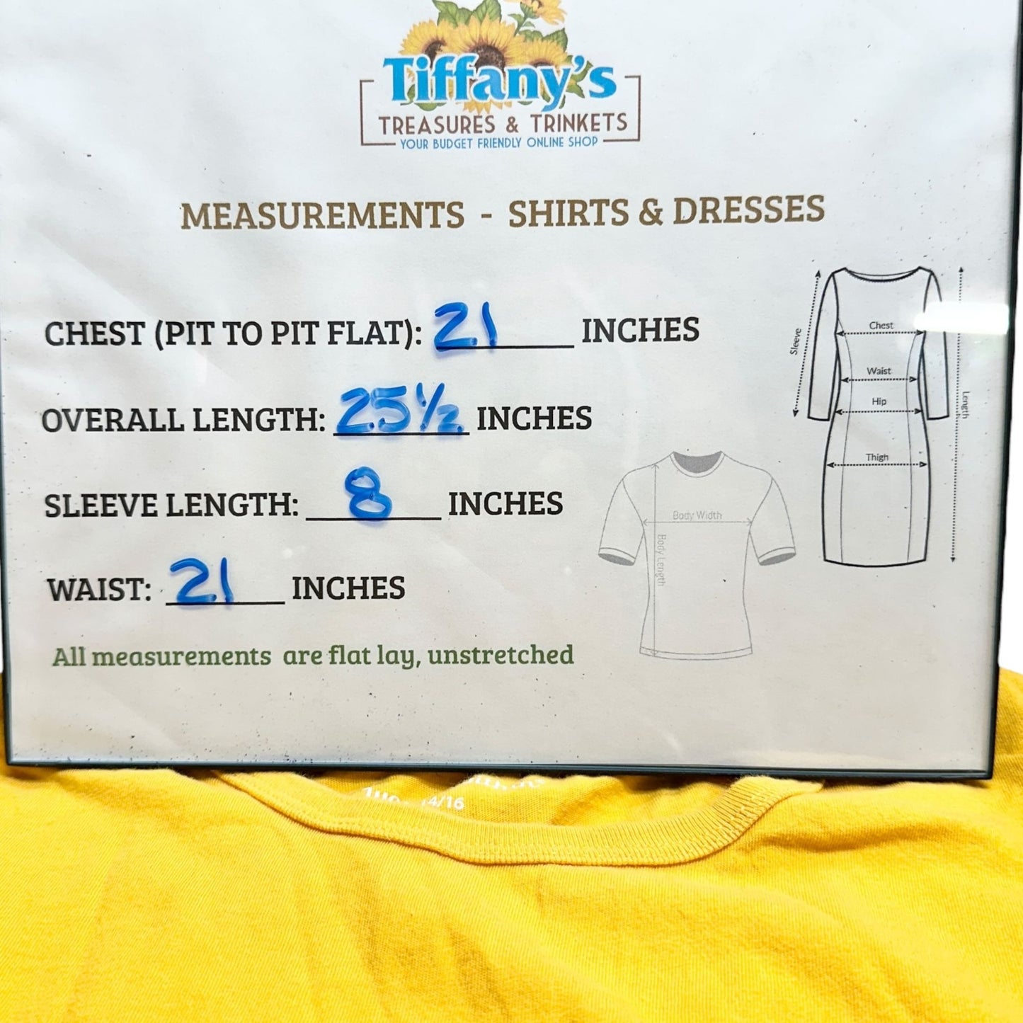Woman Within T-Shirt Womens 14/16 M Yellow Short Sleeve Crewneck Cotton