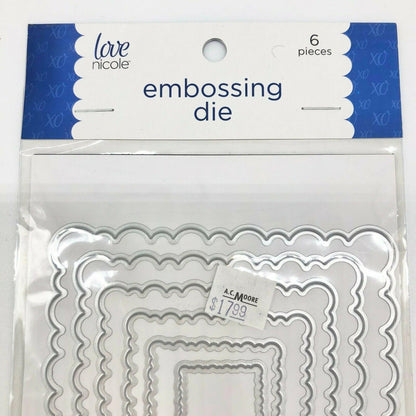 Love Nicole Embossing Die 6 Pieces Wavy Squares STC0278 New