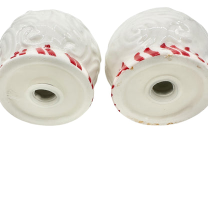Joy Santa Face Ceramic Salt and Pepper Shaker Set Peppermint Christmas NIB