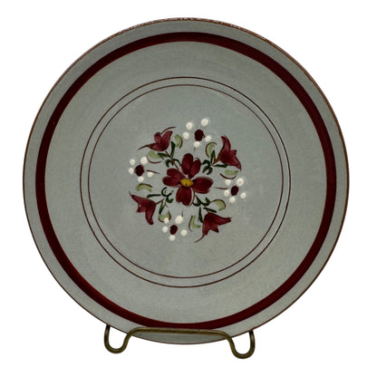 Stangl Pottery Garland Plate 6.5 inch Gray Red Trim Floral Accents