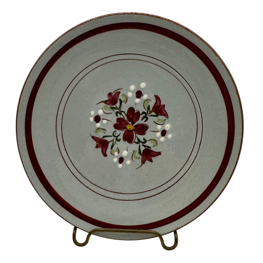 Stangl Pottery Garland Plate 6.5 inch Gray Red Trim Floral Accents