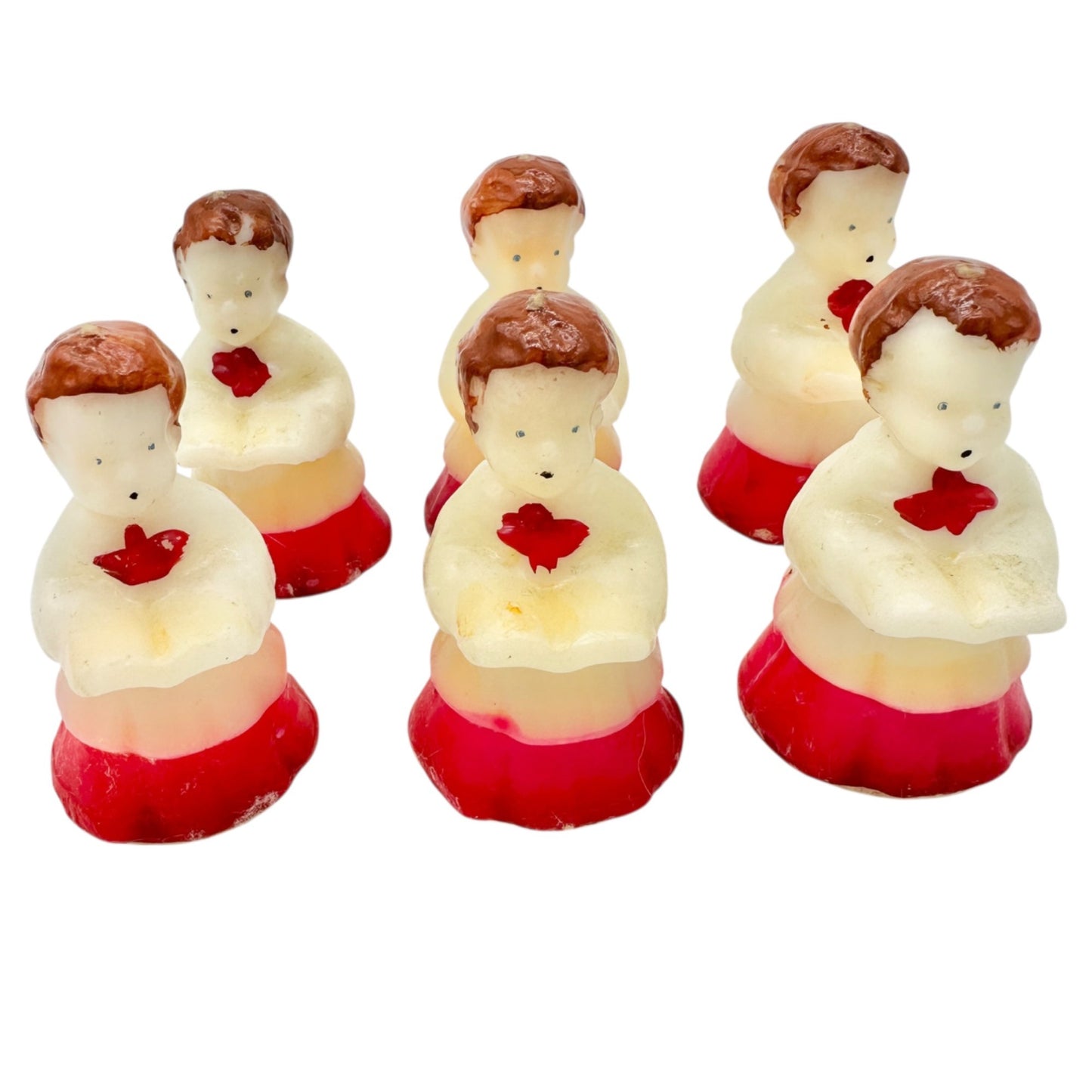 Vintage 1950s Tavern Choir Boy Candles Set Of 6 Made In USA By Socony-Vacuum