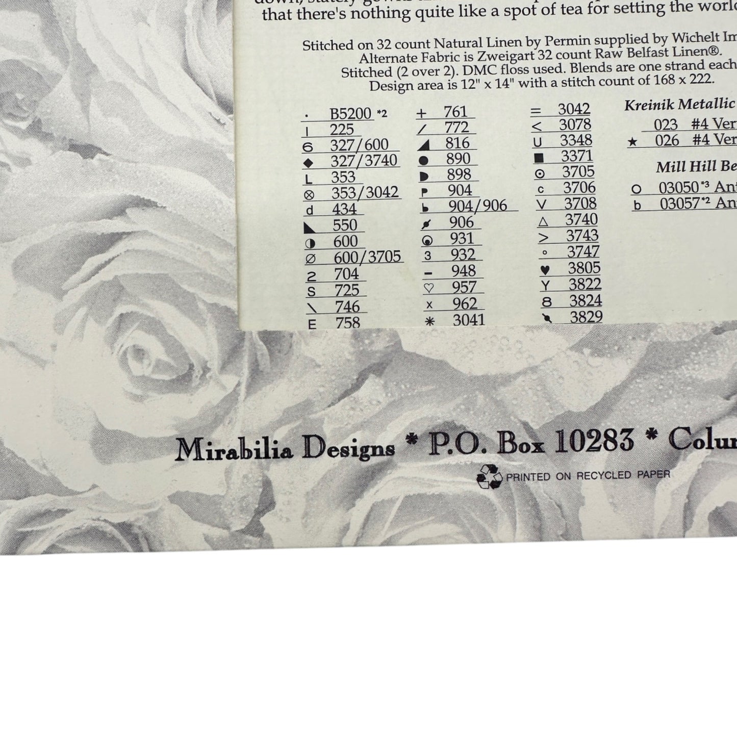 Mirabilia Designs THREE FOR TEA Cross Stitch Pattern  MD-37 By Nora Corbett