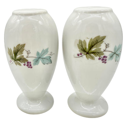 Vintage Ceramic Salt and Pepper Shakers White with Grape Vine Design Japan