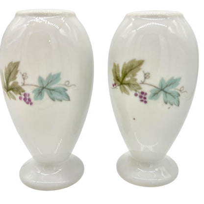 Vintage Ceramic Salt and Pepper Shakers White with Grape Vine Design Japan