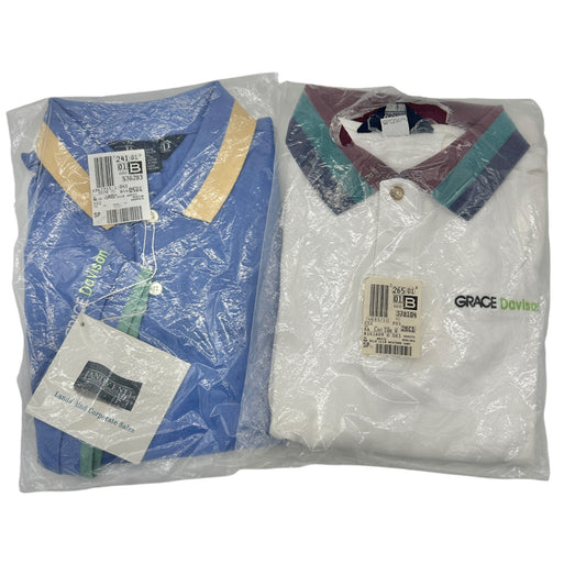 Lands End Mens Regular XL Polo Shirts Duo 46-48 Grace Davison Logo Corp Apparel