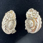 Vtg Sterling Silver Floral Clip On Earrings Intricate Rose and Flower Design