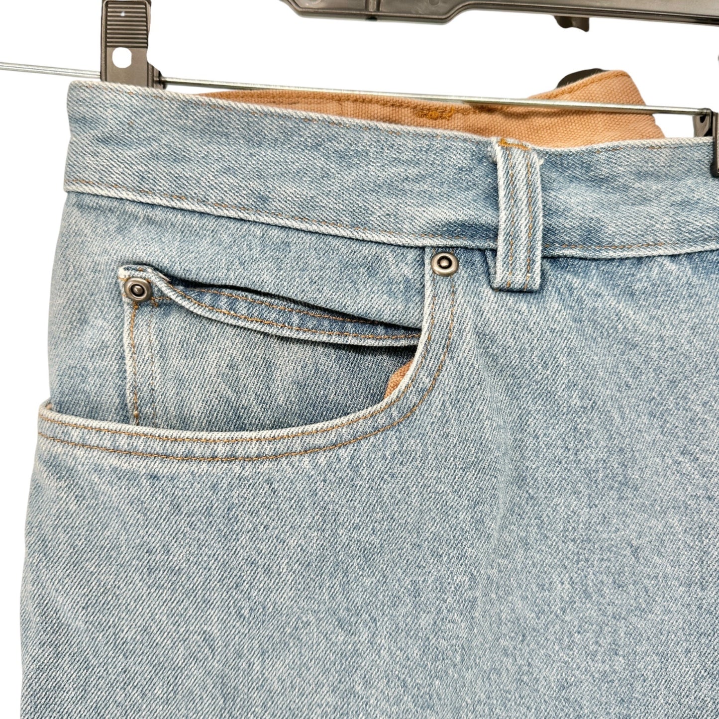 Duluth Trading Co Relaxed Fit Jeans Mens 38x32 Light Blue Cotton Denim Pockets