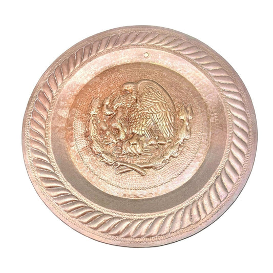 Vintage Copper Wall Plate With Raised Eagle and Serpent Design Hanging Ready 12"