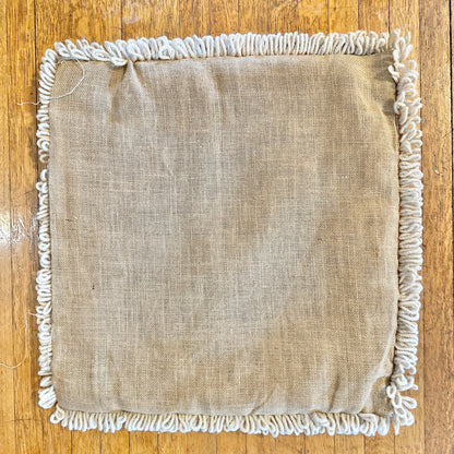 Handmade Portuguese Needlepoint Pillow Covers Set of 4 Wool Burlap Fringe 17x17