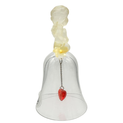 Avon 1991 Collectible Bell Frosted Angel Figurine With Red Heart Clapper 5" Tall