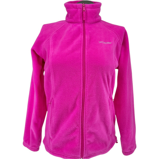 Columbia Fleece Jacket Womens L Pink Flamingo Full Zip Cozy Warm Polyester