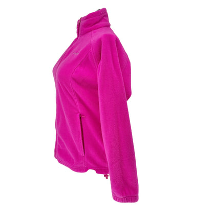 Columbia Fleece Jacket Womens L Pink Flamingo Full Zip Cozy Warm Polyester