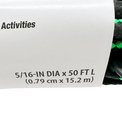 Hyper Tough Diamond Braided Poly Rope 5/16-Inch X 50-Ft Black/Green Outdoor