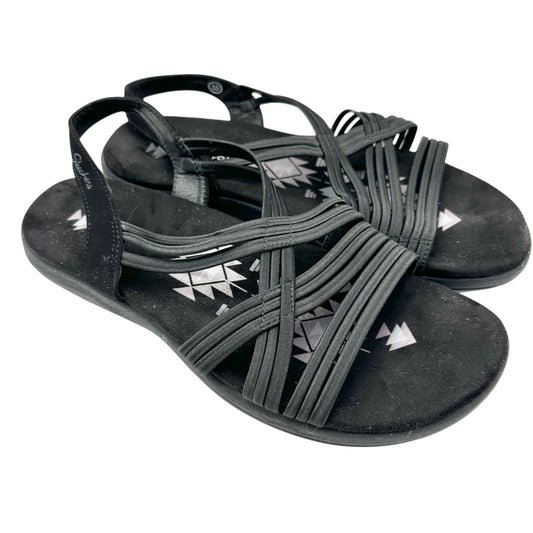 Skechers Womens Raggae Slim Sunnyside Black Strappy Sandals Size 10 Memory Foam