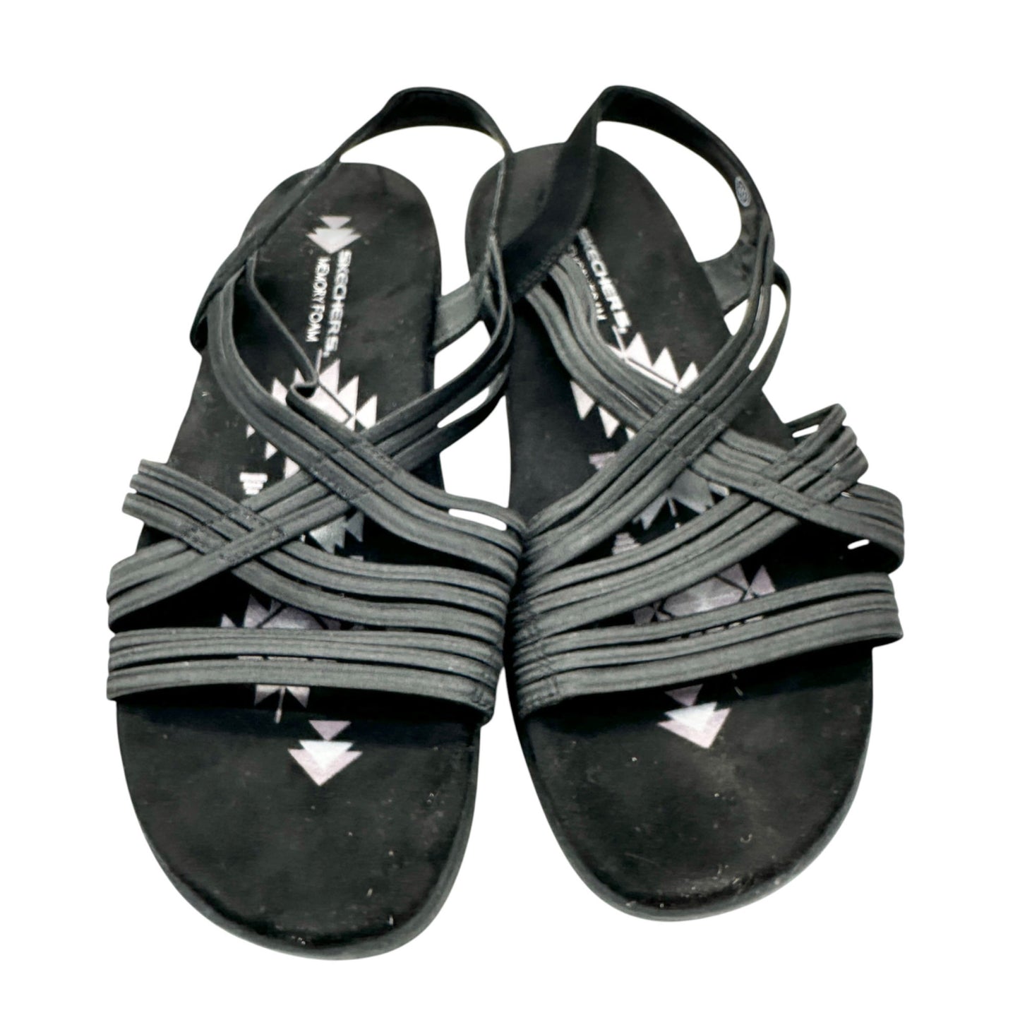 Skechers Womens Raggae Slim Sunnyside Black Strappy Sandals Size 10 Memory Foam