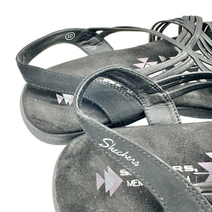 Skechers Womens Raggae Slim Sunnyside Black Strappy Sandals Size 10 Memory Foam