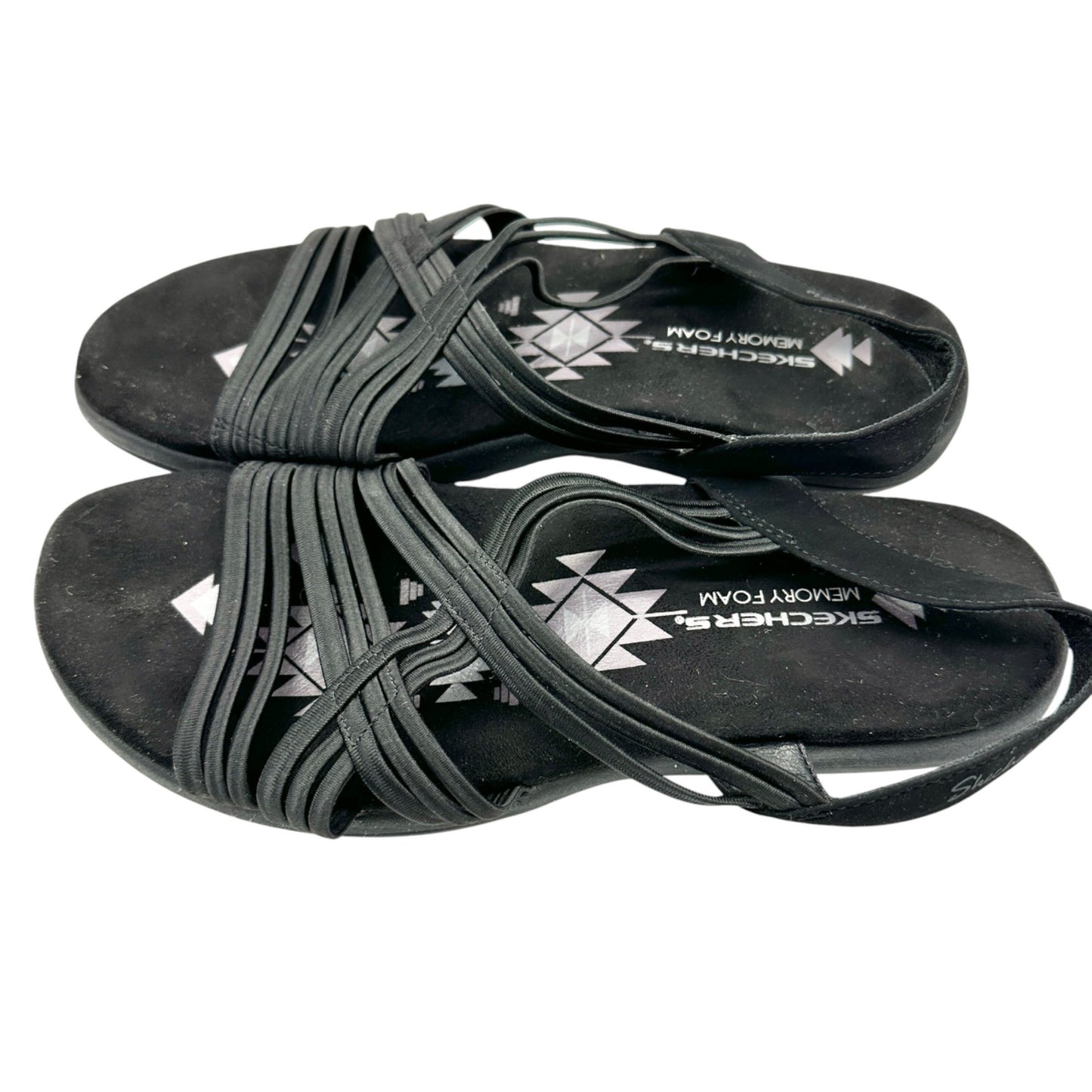 Skechers Womens Raggae Slim Sunnyside Black Strappy Sandals Size 10 Memory Foam