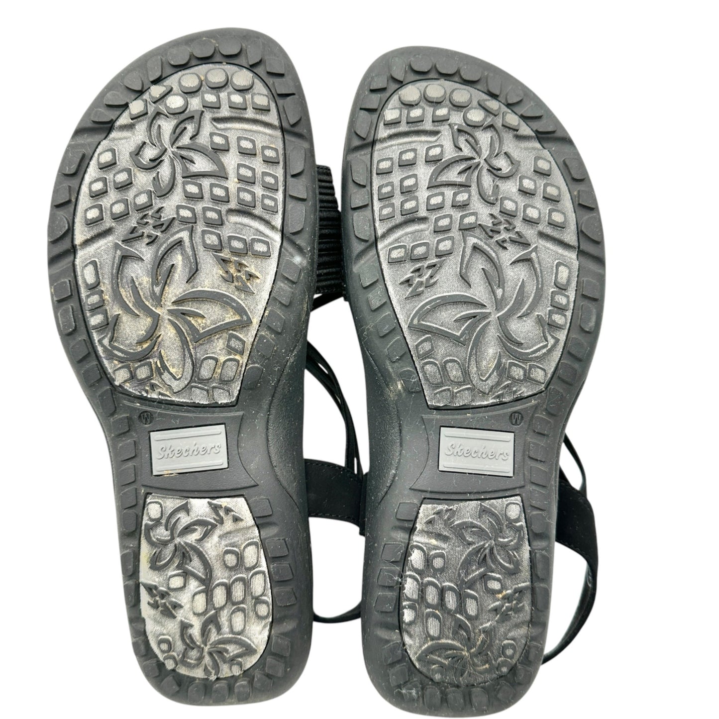 Skechers Womens Raggae Slim Sunnyside Black Strappy Sandals Size 10 Memory Foam