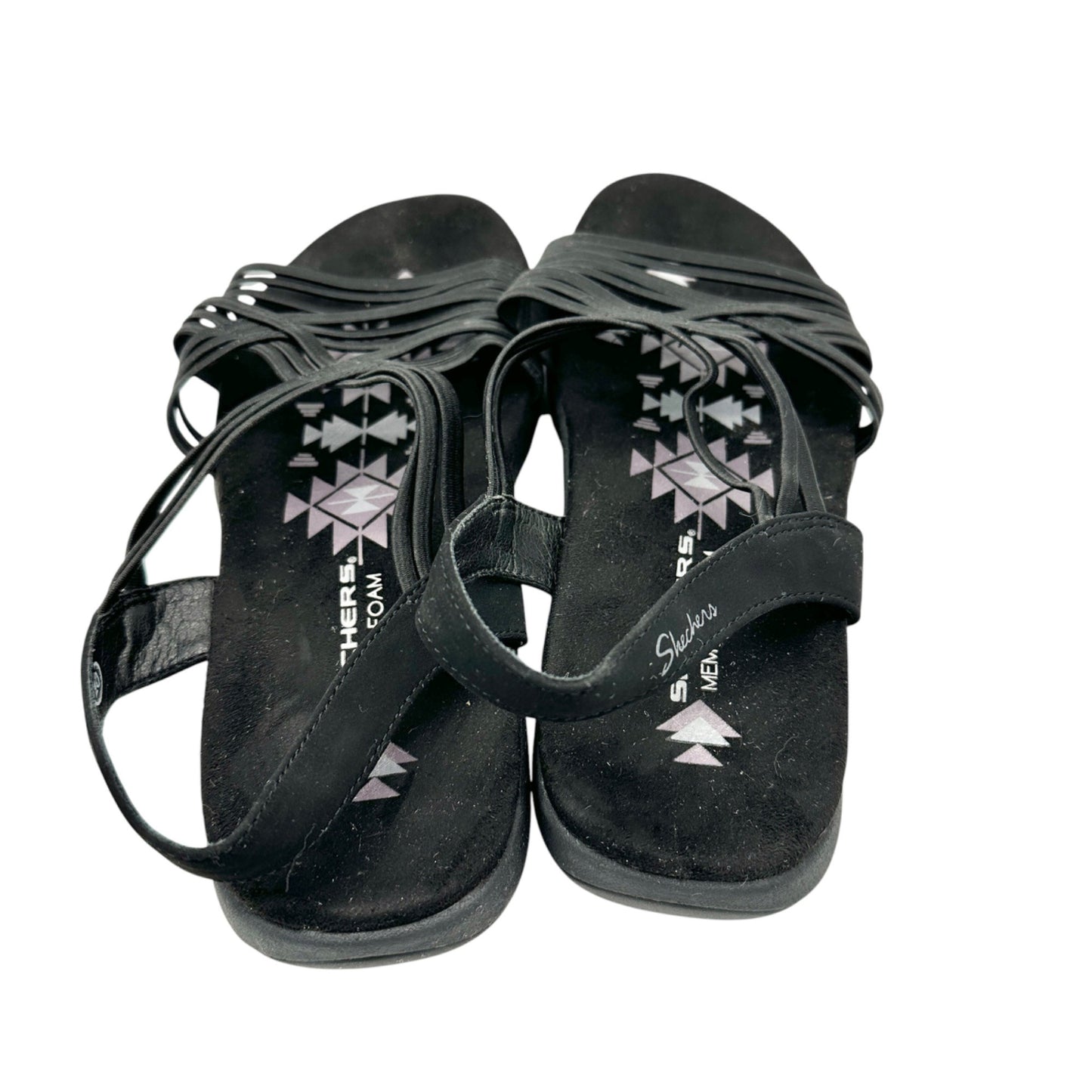 Skechers Womens Raggae Slim Sunnyside Black Strappy Sandals Size 10 Memory Foam