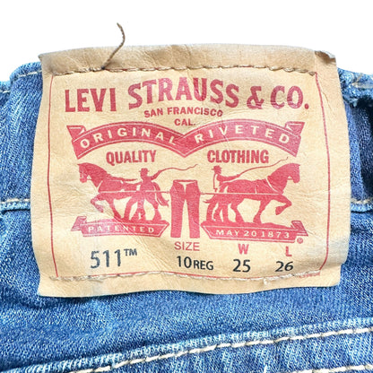 Levis Boys 511 Slim Fit Stretch Jeans Size 10 Reg W25 L26 Adj Waist Blue Denim