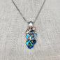 Touchstone Crystal Intrigue Pendant Necklace Silver Chain Iridescent Adj 23”L