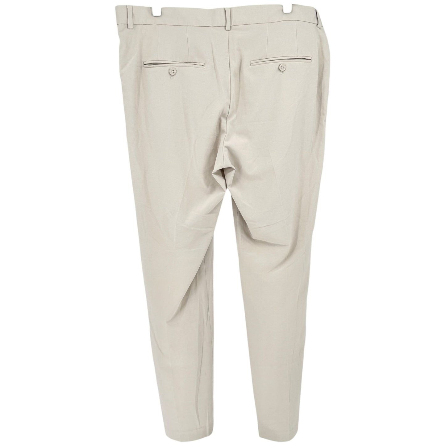 Mens Slim Fit Beige Dress Pants Size 38 Polyester Blend Classic Office Style H&M