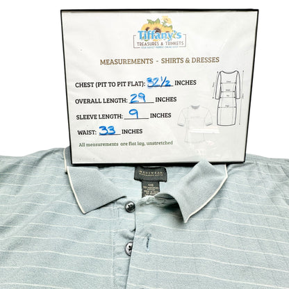 Alexander Lloyd Menswear Polo Shirt 4XB Light Blue Striped Mercerized Cotton