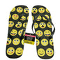Flip Flops Emojis Womens L (9-10)  Black and Yellow NEW beach pool camping casual Summer
