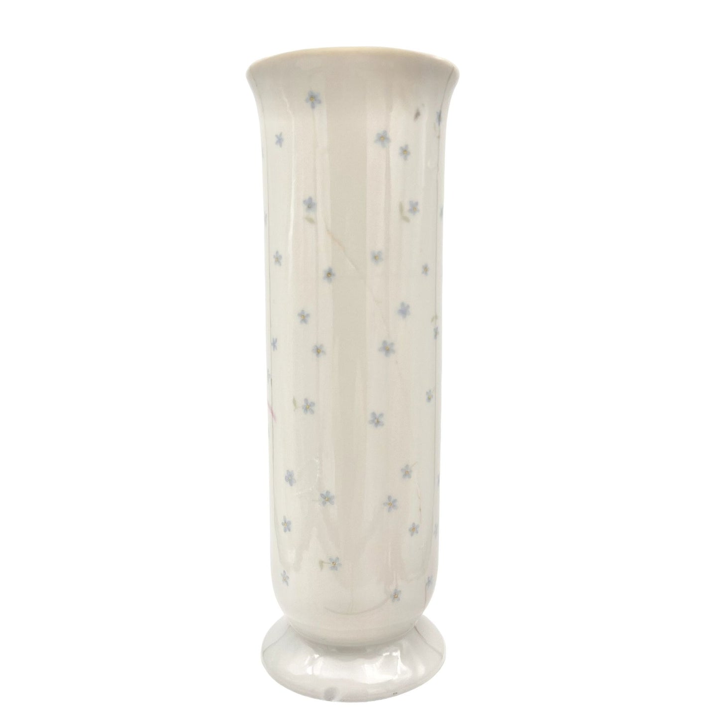 Vintage 1993 Japanese Bud Cylinder Vase By FTD Porcelain White Floral 6.5”