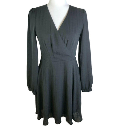 Express Small Long Sleeved Wrap Top Little Black Dress Flared Skirt EUC