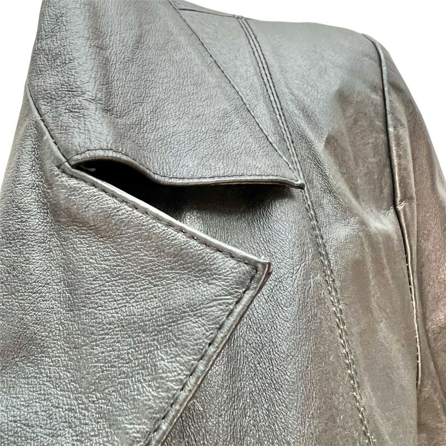 Dialogue Women's Large Black Leather Coat Polyester Lining Machine Wash