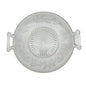 Serving Dish 9 inch Clear Glass Etched Flowers 2 Handles