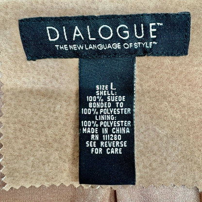 Dialogue Women's Large Camel Suede Leather Coat Polyester Lining