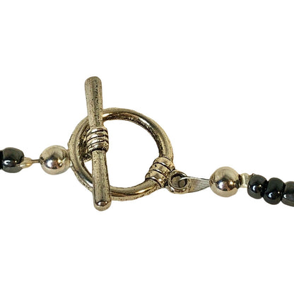 Handcrafted Necklace Mauve & Pewter Colored Beads Statement Beautiful NEW