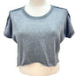 To Love Womens 12 Short Sleeve Gray Cut Off Shirt Black Lace Shoulders