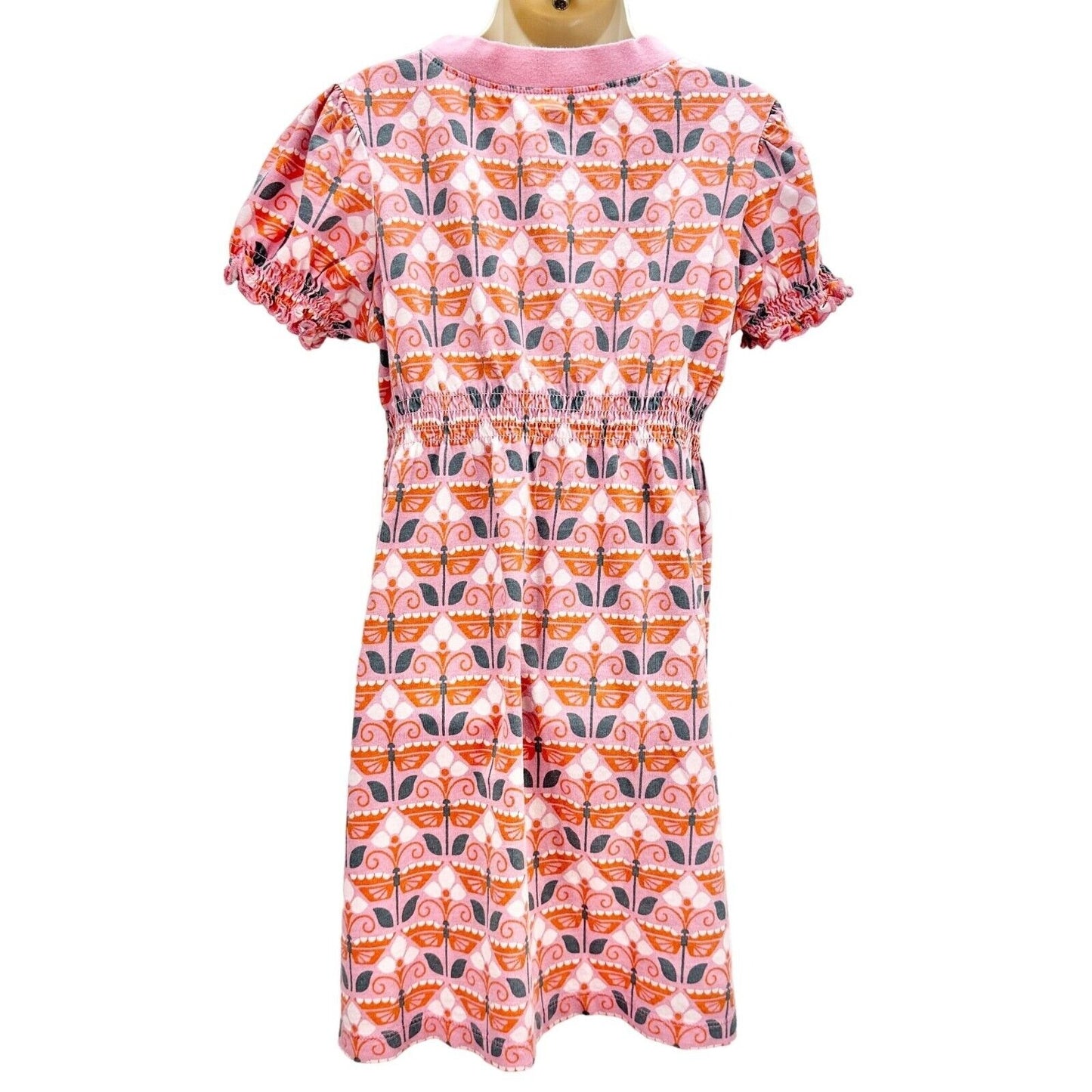 Tea Child's Dress Size 6 Pink Orange Short Sleeve Pullover Dress