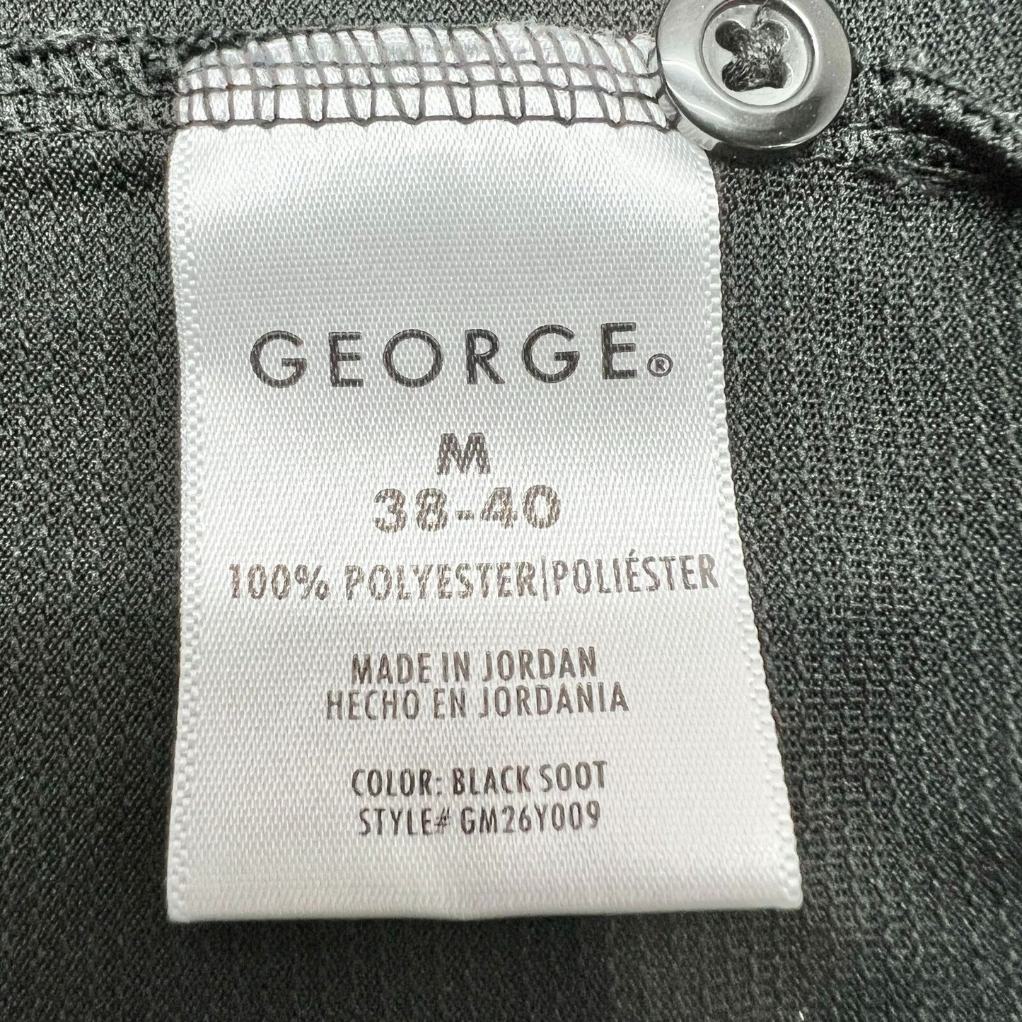 George Polo Style Shirt Men's M 38-40 Black Short Sleeve 3 Button Front