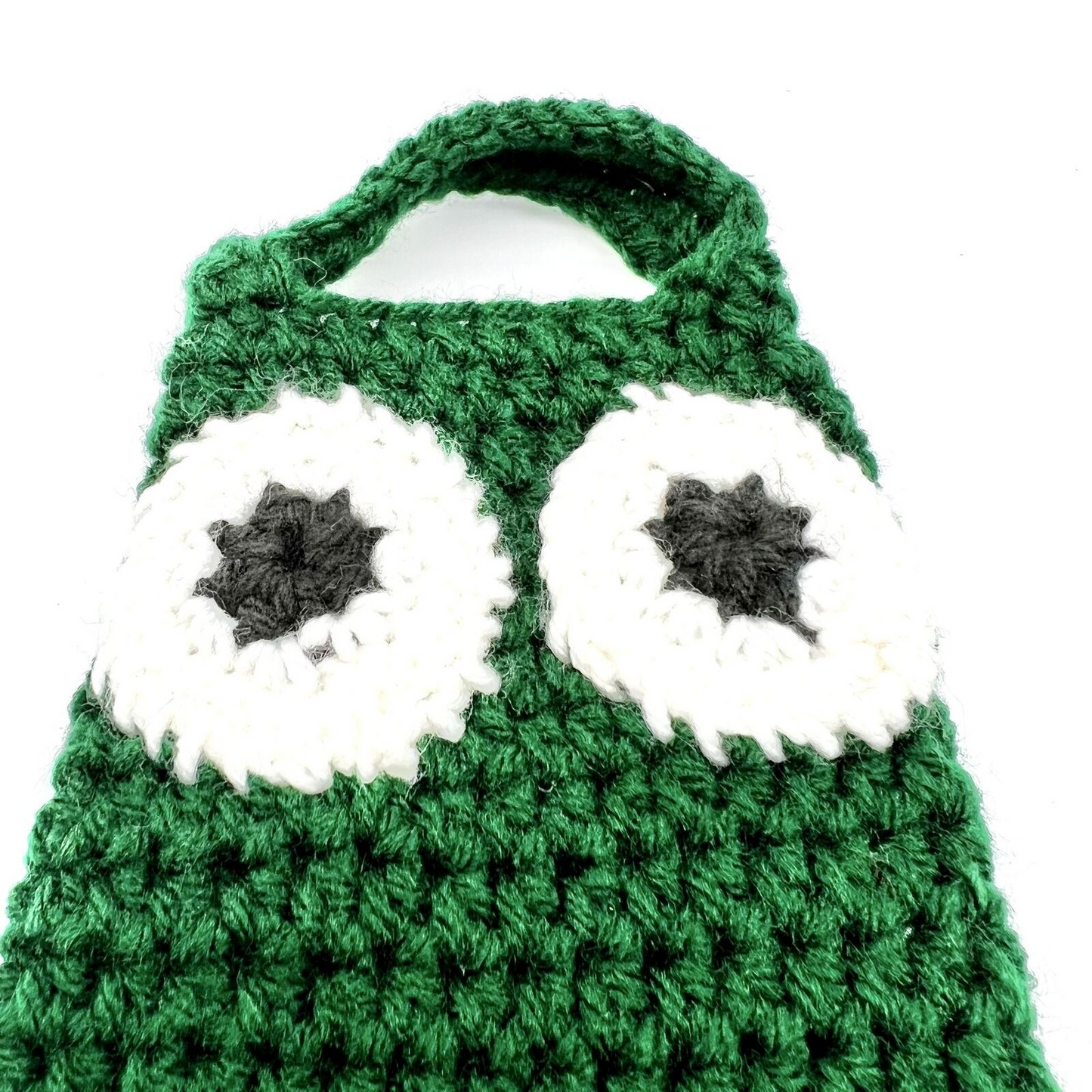 Handcrafted Crochet Bag Green Cucumber Face Halloween Trick or Treat Bag