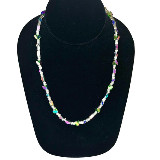 Handcrafted Glass Bead Necklace Multi-Colored Pastel Beads Spring Easter NEW