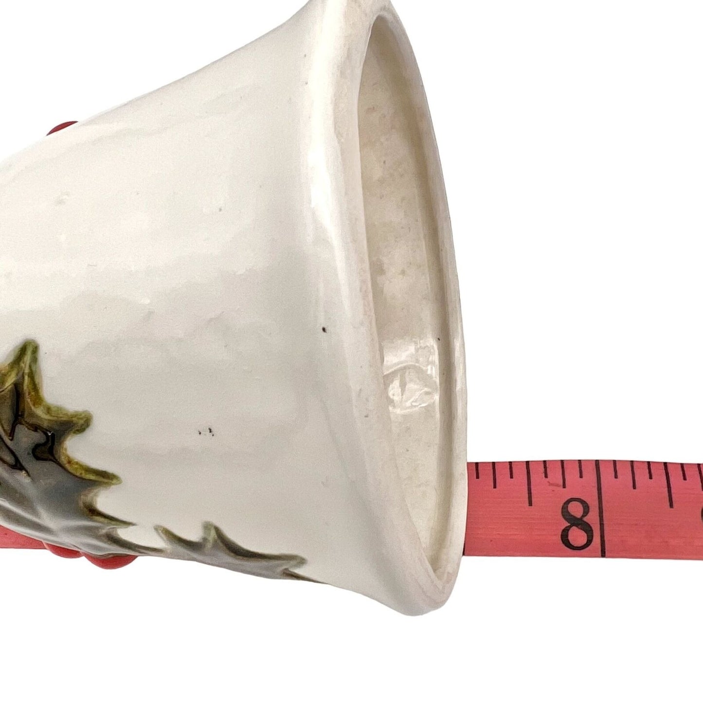 Christmas Bell 7 x 3.5 Ivory Green Holly Works