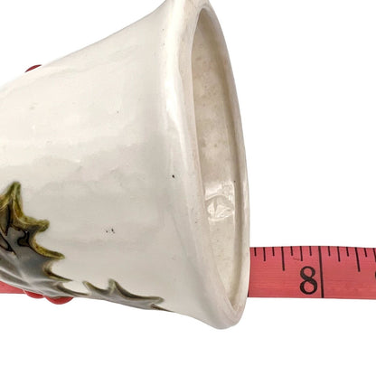 Christmas Bell 7 x 3.5 Ivory Green Holly Works