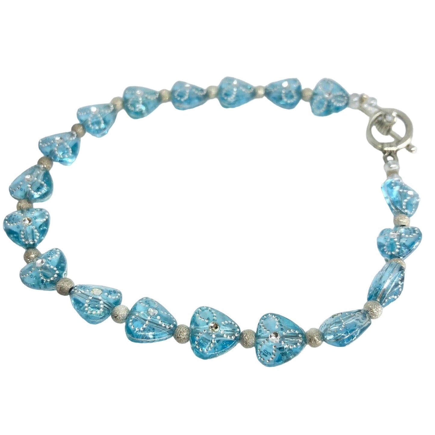 Handcrafted Bracelet Pale Blue Sparkly Beads Surprise Fresh NEW