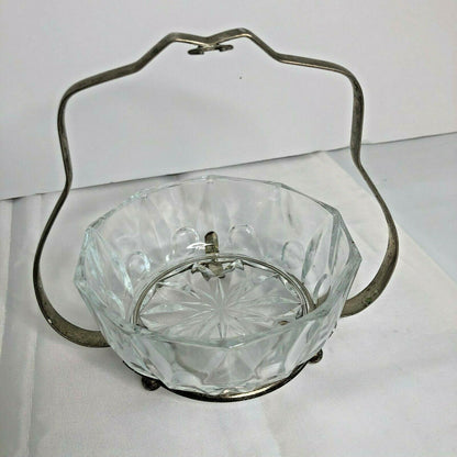 Vintage Silver Jelly Jam Condiment Server with Glass Bowl