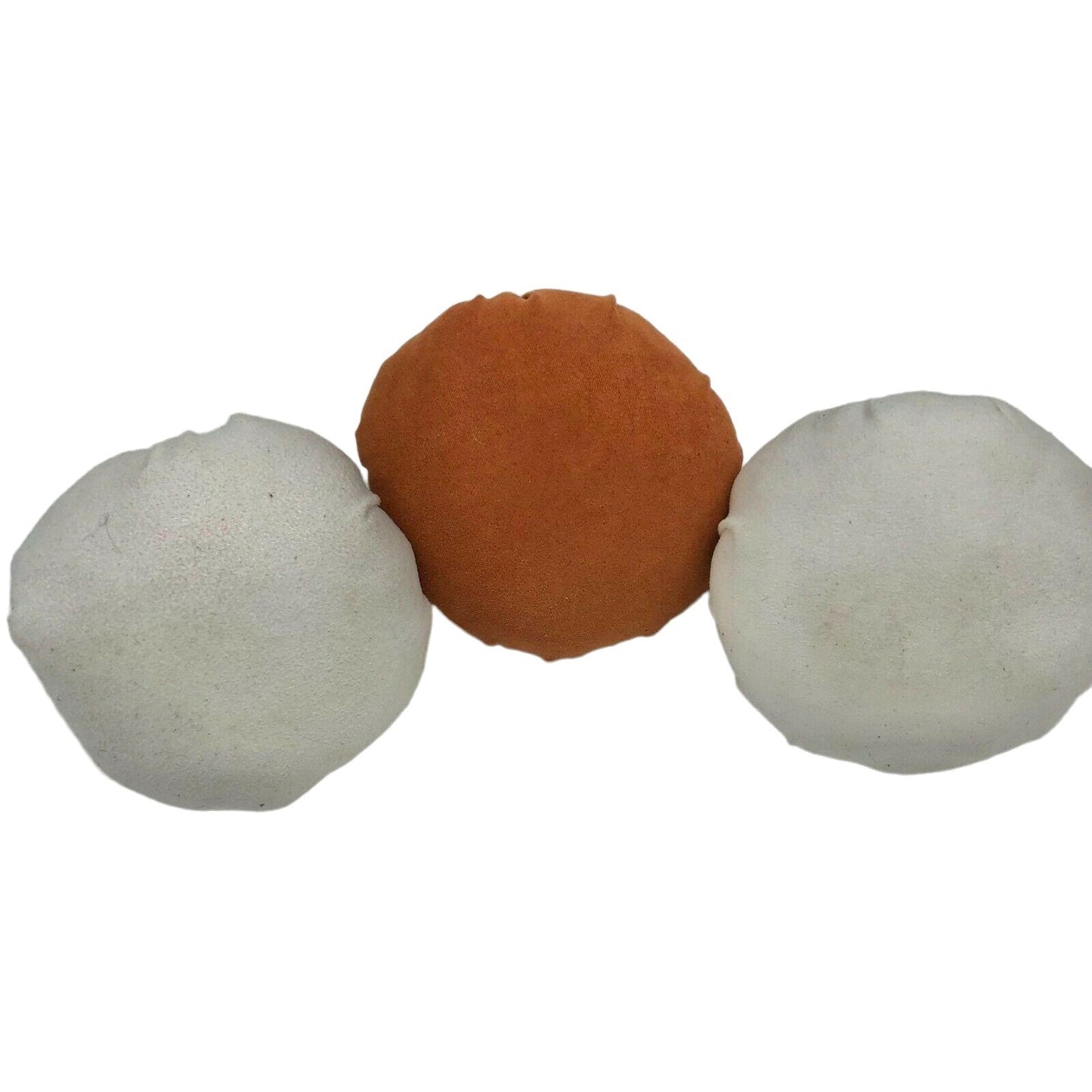 Set Of 3 Fabric Pumpkins With Decorative Stems In Orange & White