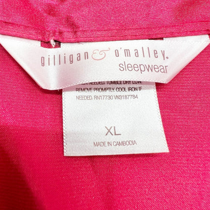 Gilligan & O'Malley XL Red Sateen Pajama Pants and Long Sleeve Button Up Top