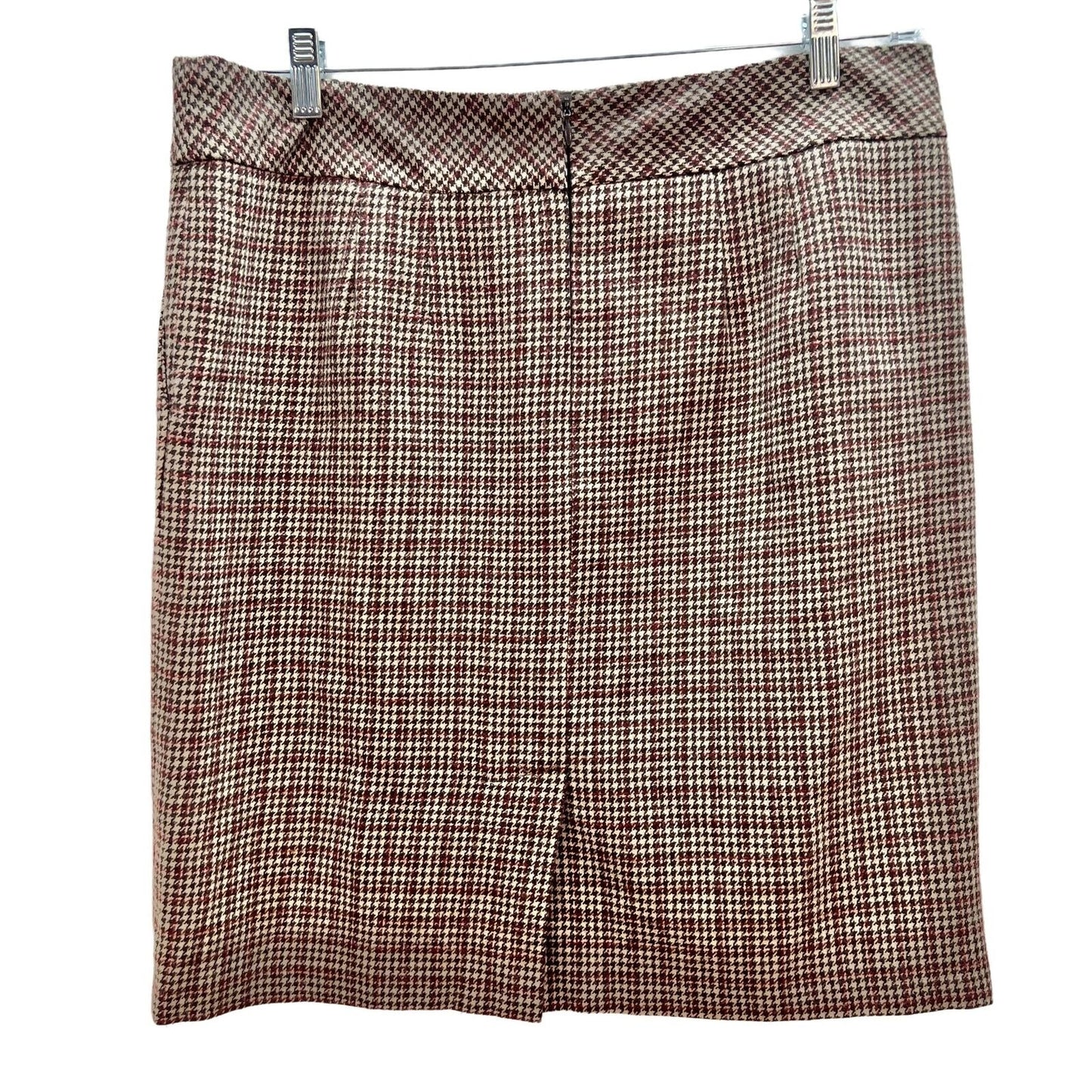 Architect Women's 12 Brown Houndstooth Straight Skirt Back Zip Pockets