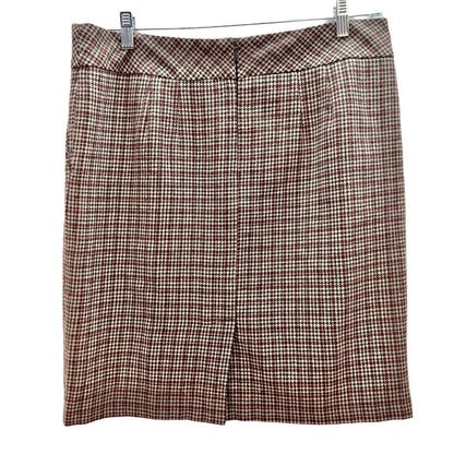 Architect Women's 12 Brown Houndstooth Straight Skirt Back Zip Pockets