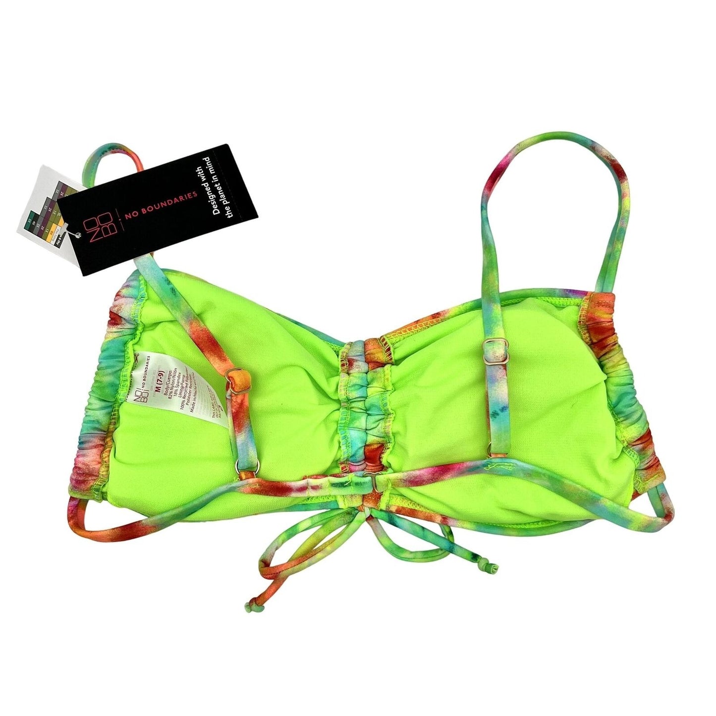 No Boundaries Junior M Bikini Tie Dye Top Adjustable Straps NWT